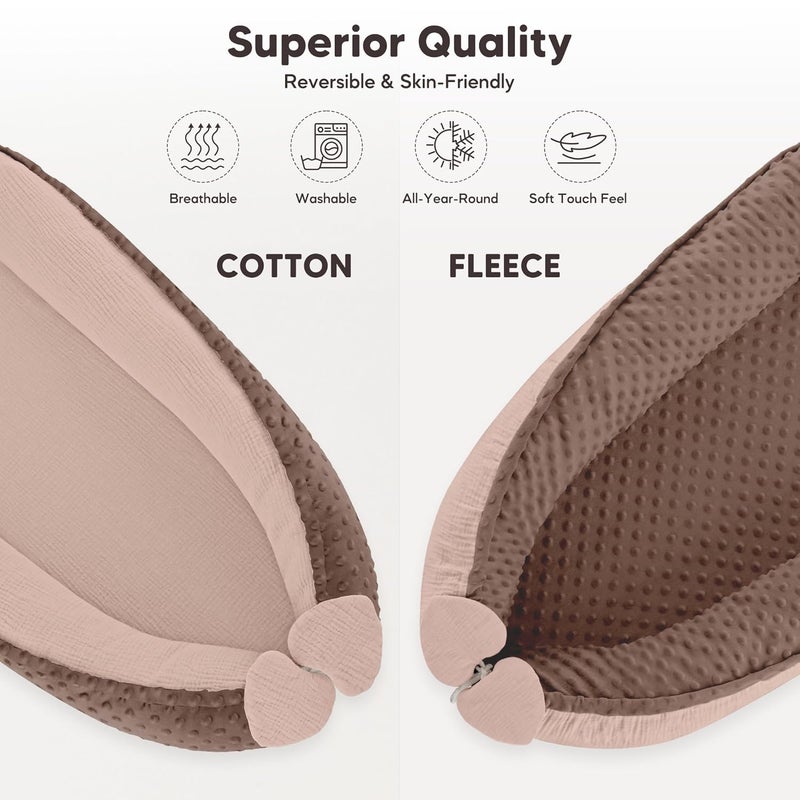 Bearmoss Baby Lounger - Infant Lounger Pillow for Newborn 0-24 Months, Soft, Breathable & Portable Baby Lounger Pillow for Boys & Girls, Cozy Baby Floor Seat for Home & Travel (Sand) - Image 4